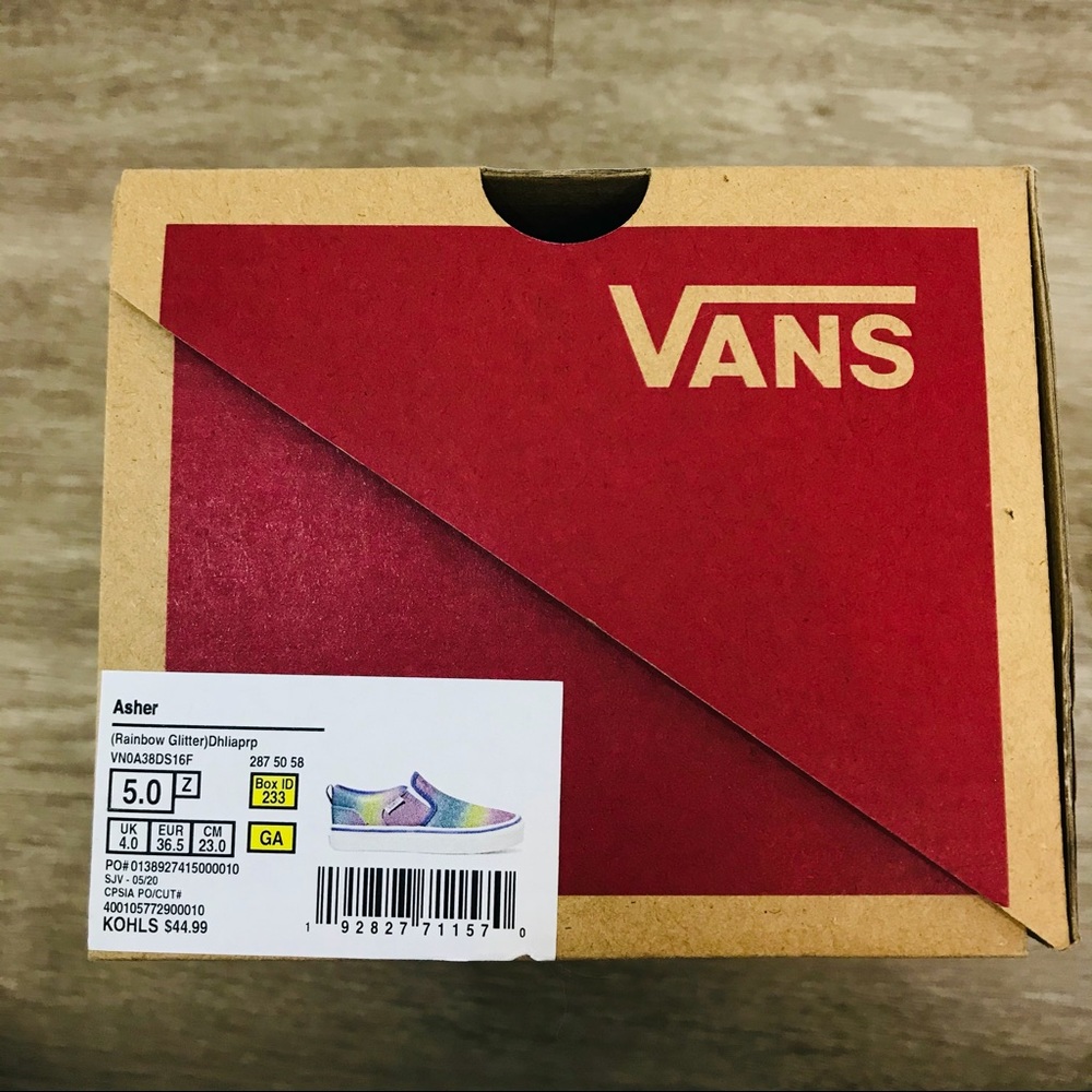 VANS Asher Rainbow Glitter Slip-On Shoes - Picture 6 of 8
